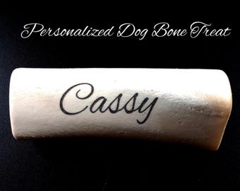 Personalized  Natural Stuffed Shin Bone Dog Treat - Peanut Butter Filled