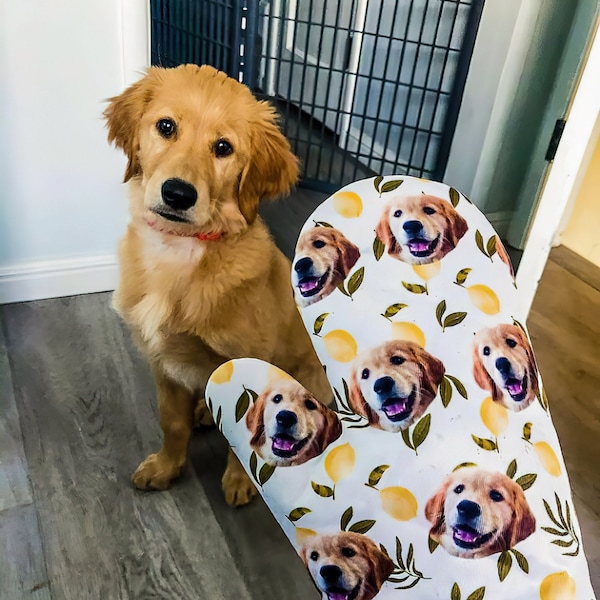 Custom Dog Oven Glove Printed Oven Mitt Chef Gift Custom Face Glove Kitchen Oven Mitten Fathers Day Gift Dog Dad