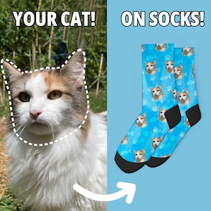 Customized Cat Socks - Put Your Cute Cat on Custom Socks, Cat Lovers, Cat GIft, Cute Cat Personalized, Cat Gift Socks, Fathers Day Gift