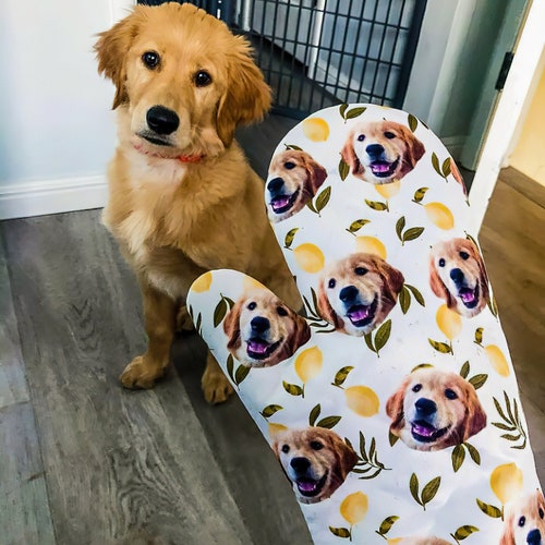 Custom Dog Oven Glove Printed Oven Mitt Chef Gift Custom Face Glove Kitchen Oven Mitten Fathers Day Gift Dog Dad