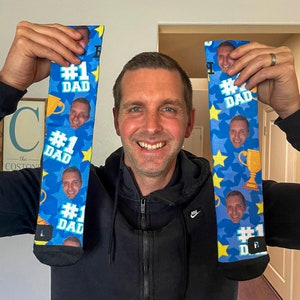 Aangepaste #1 papa-sokken: aangepaste fotosokken, aangepaste sokken, gepersonaliseerde sokken, bedrukte sokken, fotosokken, Vaderdagcadeau