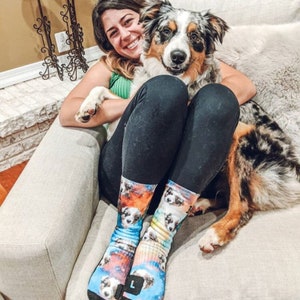 Chaussettes pour chiens personnalisées Mettez votre chien mignon sur des chaussettes personnalisées, amoureux des chiens, cadeau pour chien, chien mignon personnalisé, chaussettes cadeaux pour chiens, cadeau de la fête des Pères image 4