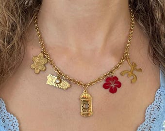 MI ISLA BONITA Charm Necklace, Puerto Rico Charm Necklace, Stainless Steel Boricua Necklace, Puerto Rican Jewelry, Handmade Gift for Her