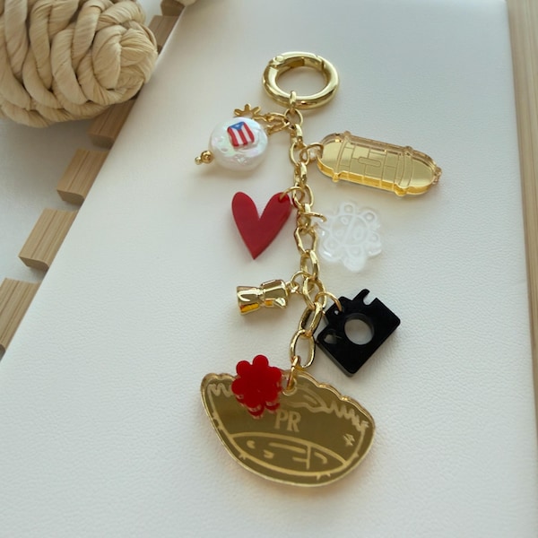 PAVA Bag Charm, Puerto Rico Charm Keychain, Boricua Purse Charm, Coffee Greca Charm, Puerto Rican Gift, Cultural Charm Chain