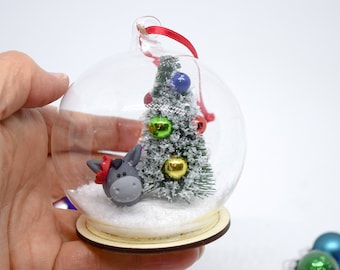 Donkey, Christmas Ornament, Glass Bauble, Snow Globe, Family Gift