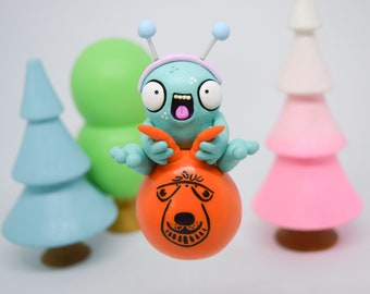 Space Hopper Shelf Ornament, Monster Figurine, 70's Nostalgia Gift