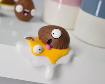 Easter Shelf Decoration, Dripping Creme Egg Ornament, Funky House Decor