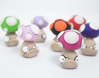 Moody Mushroom Desk Buddy – Handmade Polymer Clay Figurine