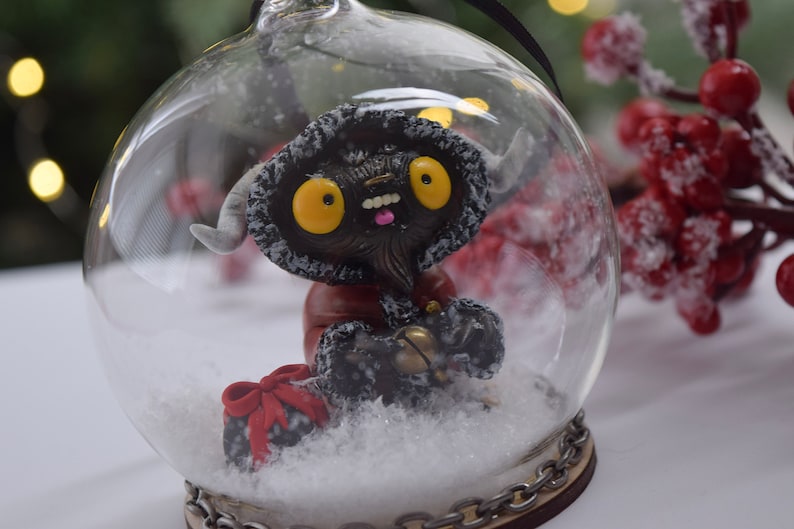 Krampus Ornament, Creepy Christmas Decoration, Glass Bauble Etsy