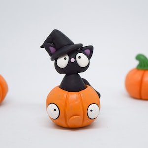 Black Cat Figurine, Halloween Cat, Indoor Halloween Decoration, If I Fits I Sits, Witch Ornament