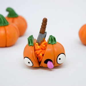 Pumpkin Figure, Miniature Halloween Decoration, Creepy Cute Figurine