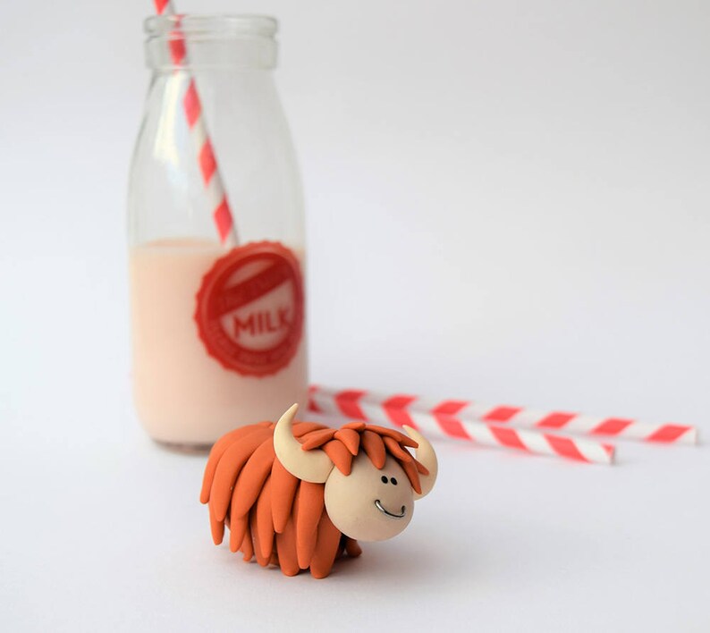 Highland Cow Figure Polymer Clay Figurine Shelf Decor Etsy UK