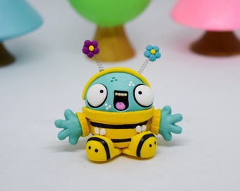 Cute Monster Shelf Ornament, Bumble Bee Gift, Desk Buddy