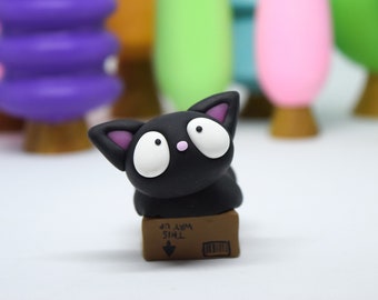 Cat Figurine Sitting in a Box, If I fits I sits