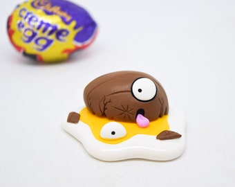 Easter Creme Egg Gift, Handmade Polymer Clay Figurine, Shelf sitter, Desk buddy