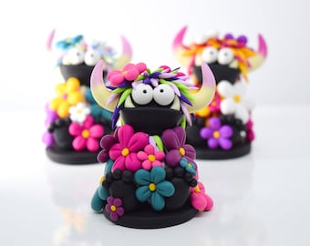 Blooming Beasty, Cute monster figurine for shelf decor or desk buddy