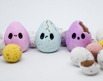 Easter Gift, Mini Easter Eggs, Polymer Clay Figures, Easter Basket Stuffers, Easter Decor, Set of 3