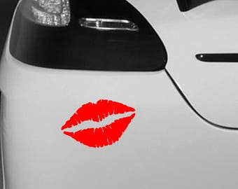 Lips Kiss Lipstick Door Car Bumper Vehicle Sticker - Funny Humour Van Bike Motorbike Wall Laptop Ipad Window