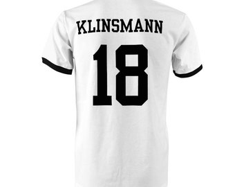 Jugen Klinsmann 18 Germany Football Ringer T-Shirt Navy/White