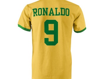 Brazil T Shirt, Brazil Tshirt, Ringer Gold Green Brazil Supporters