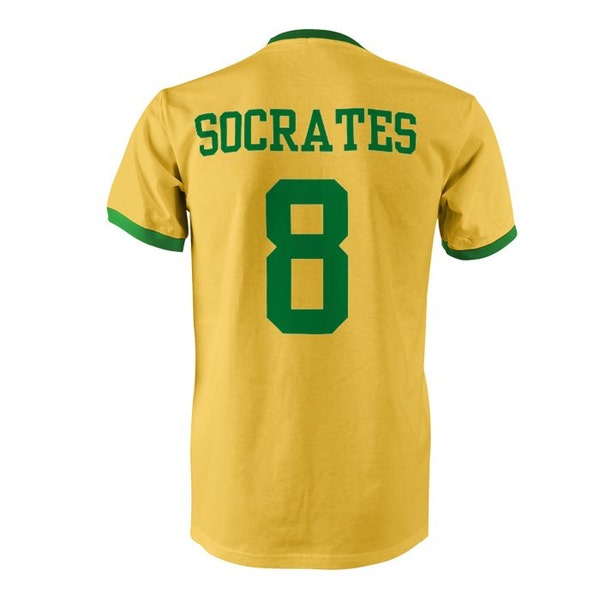 Socrates 8 Brasilien Fußball Ringer T-Shirt gelb/grün
