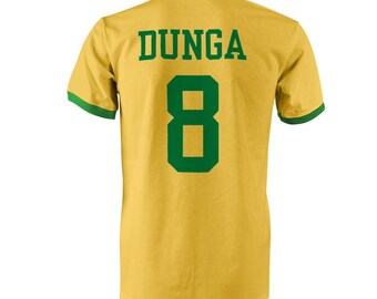 Dunga 8 Brazil Football Ringer T-Shirt Yellow/Green