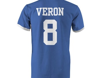 Juan Sebastian Veron 8 Argentina Football Ringer T-Shirt Royal/White