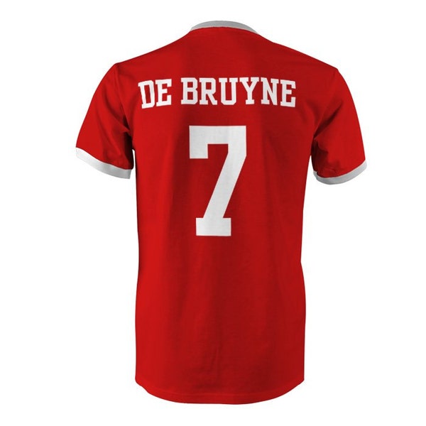Kevin De Bruyne 7 Belgium Football Ringer T-Shirt Red/White
