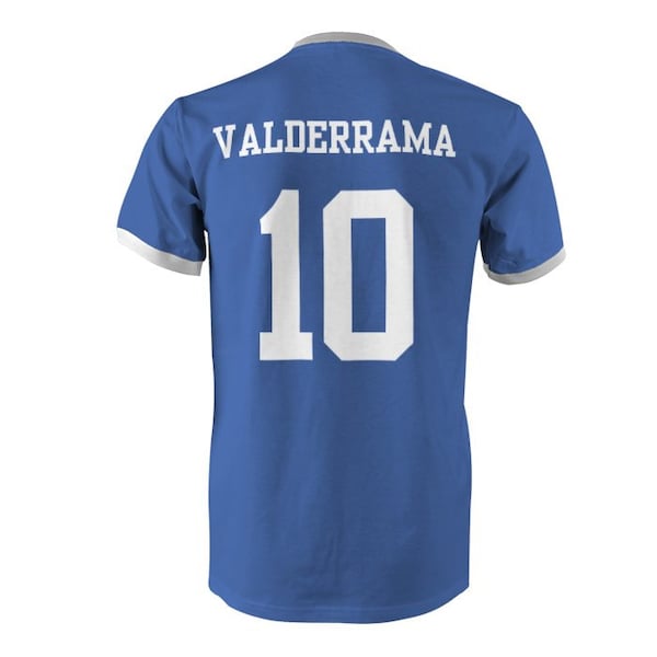 Valderrama 10 Colombie Football Ringer T-Shirt Royal/White