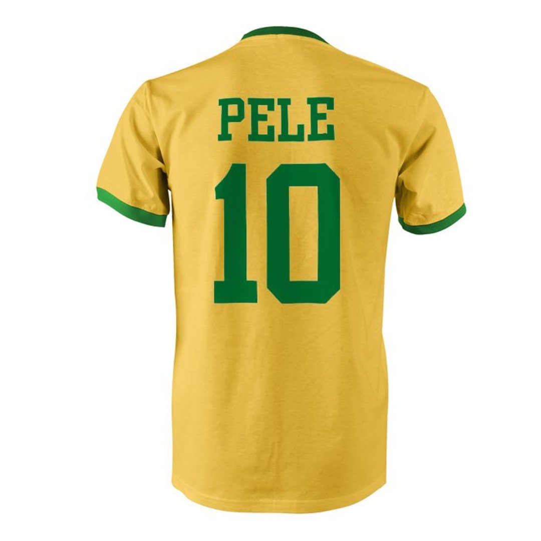 Pele 10 Brazil Football Ringer T shirt Yellow green Etsy