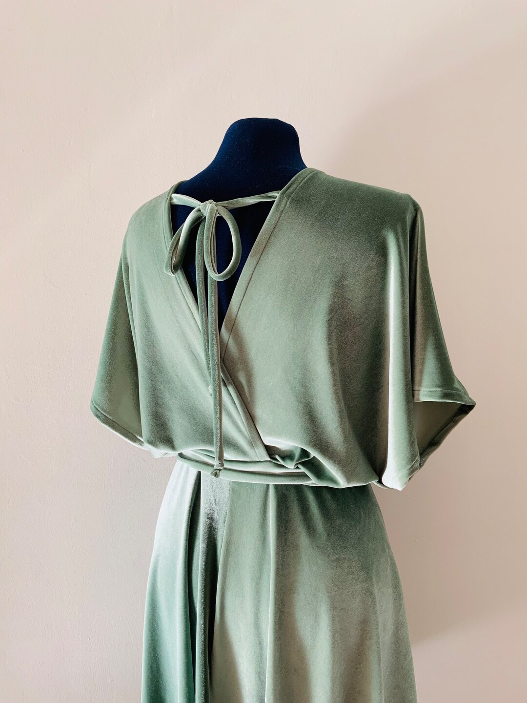 Sage Green Velvet Dressnull