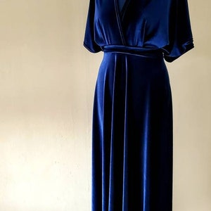 Velvet Bridesmaid dress, Navy velvet dress, Velvet maxi dress, Simple Bridesmaid dress, Boho dress, Boho wedding, Navy blue dress image 5