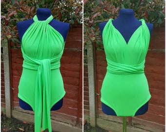 Swimsuit, Multi-way swimsuit, Infinity, Swimwear, Green, High Waisted, One-piece, Retro, Cute, lots of colours, made to order