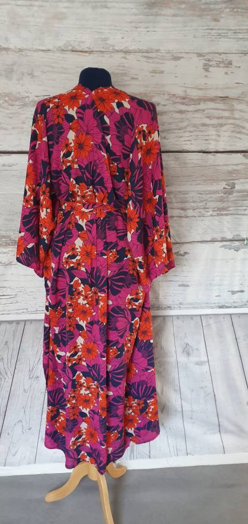 70s Dress Kimono dress Wrap Beach wear Kaftan dress Beach cover-up Kimono Kaftan Maxi Dress Kimono Wrap dress orange Maxi pink