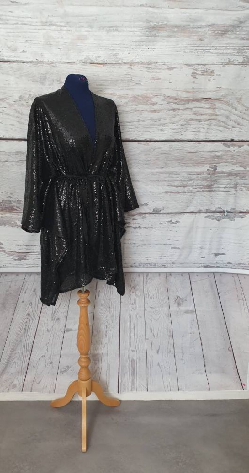 black sequin kimono dress