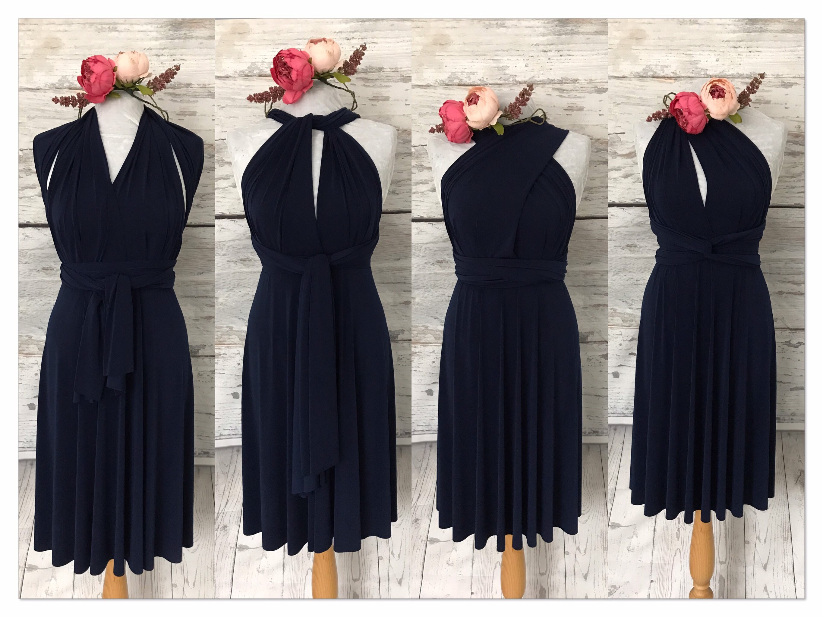 Bridesmaid Dress Knee Length Infinity Dress Made to Measure Dress Short Bridesmaid Dress Blue Navy Multi way Dress FREE Tube Top Etsy Canada