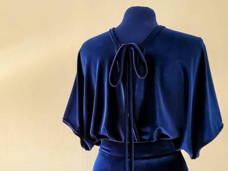 Robe de demoiselle d'honneur en velours, robe en velours bleu marine, robe longue en velours, robe de demoiselle d'honneur simple, robe bohème, mariage bohème, robe bleu marine image 2