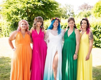 Multi-way Bridesmaid Dress - Wrap dress, range of colours, Size inclusive, matching tube top, comfortable summer dress