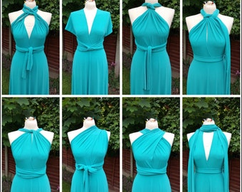 Aqua Bridesmaid dress, Infinity dress, Made to measure bridesmaid dress, Multi-way dress, Green, Maxi dress, boho wedding, FREE tube top