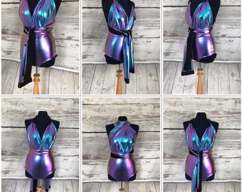 Swimsuit, Onepiece, Infinity, Purple, Multi-way swimsuit, Festival Wear, Metallic Swimwear, Mermaid, Swimsuit, Retro Made to Order