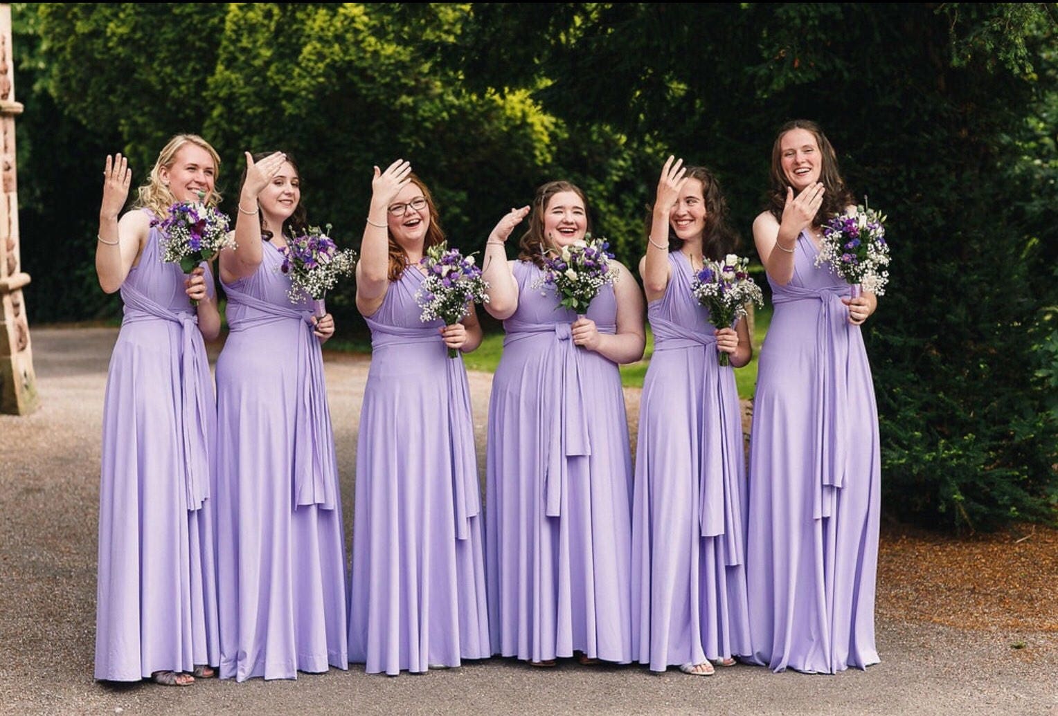 Lavender David's Bridal Halter Bridesmaid Dresses