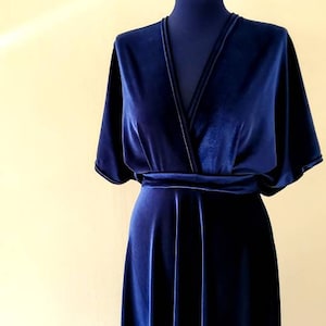 Robe de demoiselle d'honneur en velours, robe en velours bleu marine, robe longue en velours, robe de demoiselle d'honneur simple, robe bohème, mariage bohème, robe bleu marine image 4