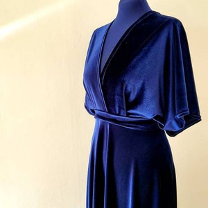 Robe de demoiselle d'honneur en velours, robe en velours bleu marine, robe longue en velours, robe de demoiselle d'honneur simple, robe bohème, mariage bohème, robe bleu marine image 1