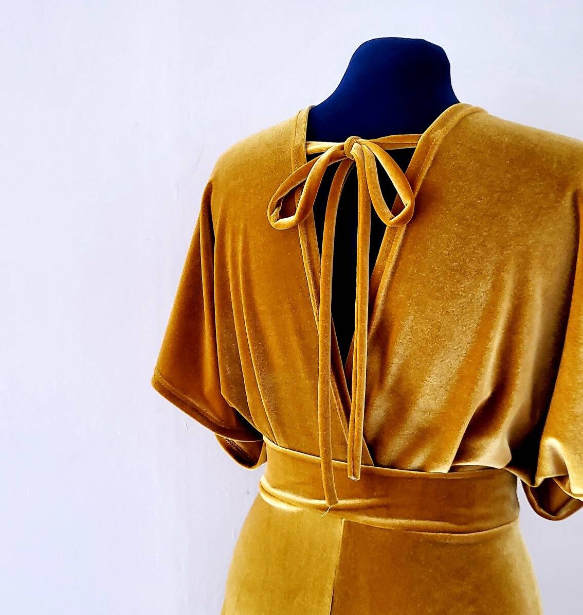 Yellow Velvet Dress - Etsy