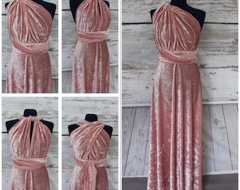 Velvet Bridesmaid dress, Bridesmaid Infinity dress, Made to measure, Pink bridesmaid dress, Velvet dress, Bridesmaid dress FREE tube top