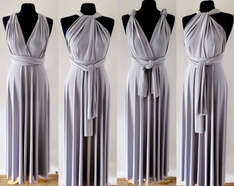 Grey Bridesmaid dress, Infinity dress, Comfortable Bridesmaid dress, Pale grey Bridesmaid dresses, pale grey Bridesmaid dress, FREE tube top