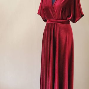 Velvet Bridesmaid dress, Red velvet dress, Velvet dress, Burgundy dress, Simple Bridesmaid dress, Boho dress, Boho wedding, Maroon dress