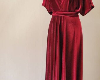 Velvet Bridesmaid dress, Red velvet dress, Velvet dress, Burgundy dress, Simple Bridesmaid dress, Boho dress, Boho wedding, Maroon dress