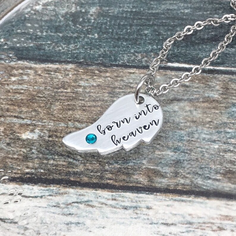 Infant Loss Necklace Born Into Heaven Stillborn Baby Gift Etsy