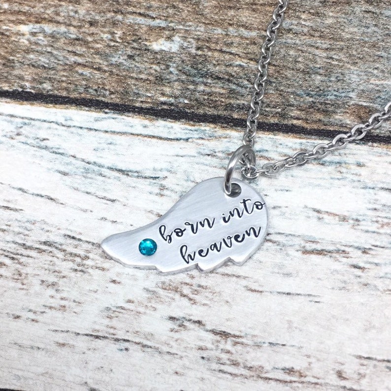 Infant Loss Necklace Born Into Heaven Stillborn Baby Gift Etsy